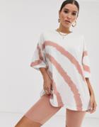 Public Desire X Lissy Roddy Oversized T-shirt In Tie Dye - Brown
