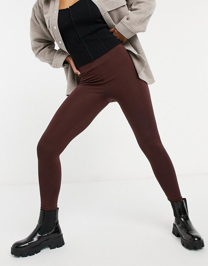 Asos Design Leggings With High Waist In Chocolate-brown