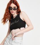 Kikiriki Cropped Tank With Crystal Baby Girl And Trim-black