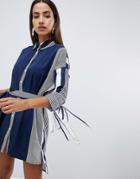 Ax Paris Striped Belted Shirt Dress - Multi