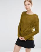 Vero Moda Tassel Front Sweater - Green