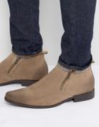 Asos Chelsea Boots In Stone Faux Suede With Zip Detail - Stone