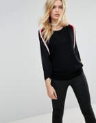 Only Stripe Pullover Batwing Knit - Black