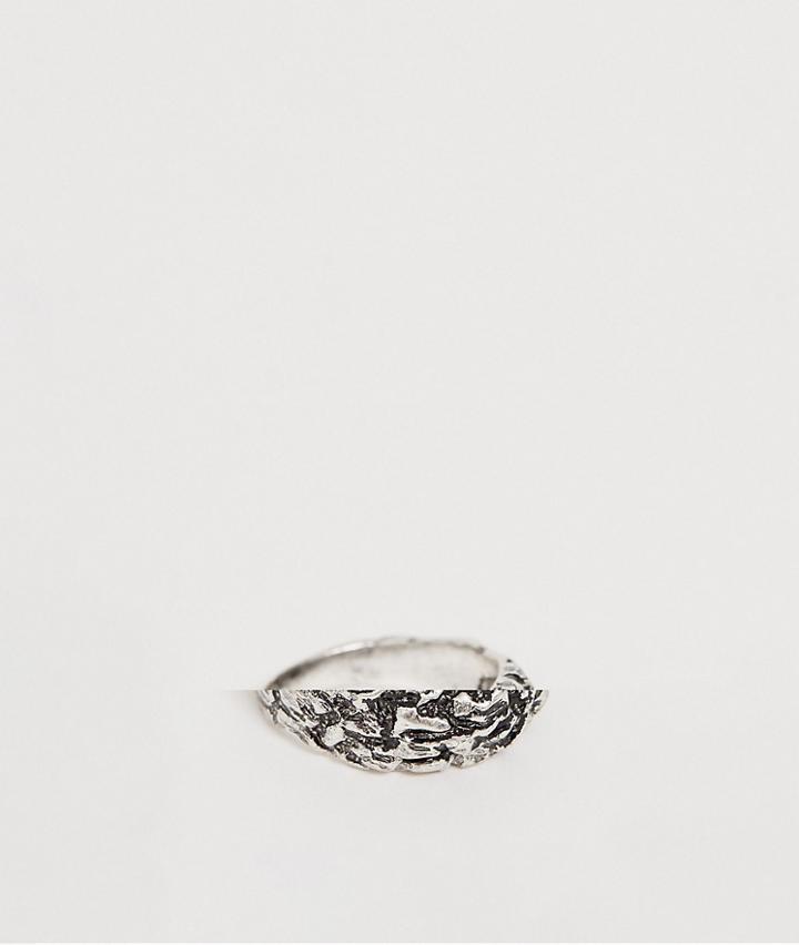 Reclaimed Vintage Inpired Ring With Battered Effect In Silver Exclusive At Asos - Silver