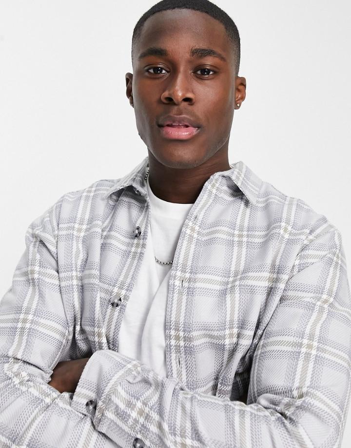 River Island Regular Fit Checked Shirt In Gray