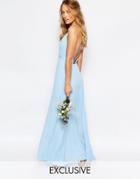 Fame And Partners Valentina Maxi Dress With Cut Out Back - Blue