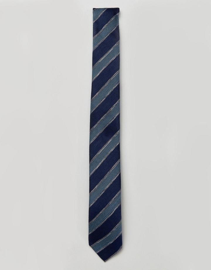Jack & Jones Slim Tie With Stripe - Navy