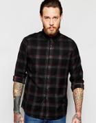 Asos Check Shirt With Pigment Dye In Linen Mix In Regular Fit - Red