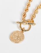 Designb Chunky T-bar Coin Necklace In Gold