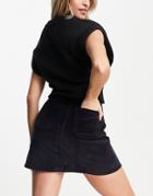 & Other Stories Organic Cotton Blend Cord Skirt In Dark Blue-navy