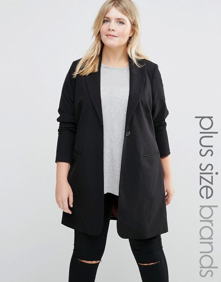 Junarose Longline Boyfriend Blazer - Black