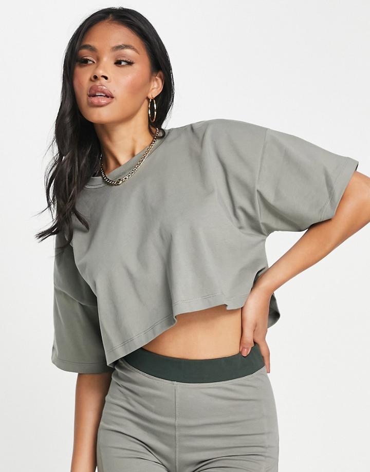 Hiit Super Crop T-shirt In Khaki-green