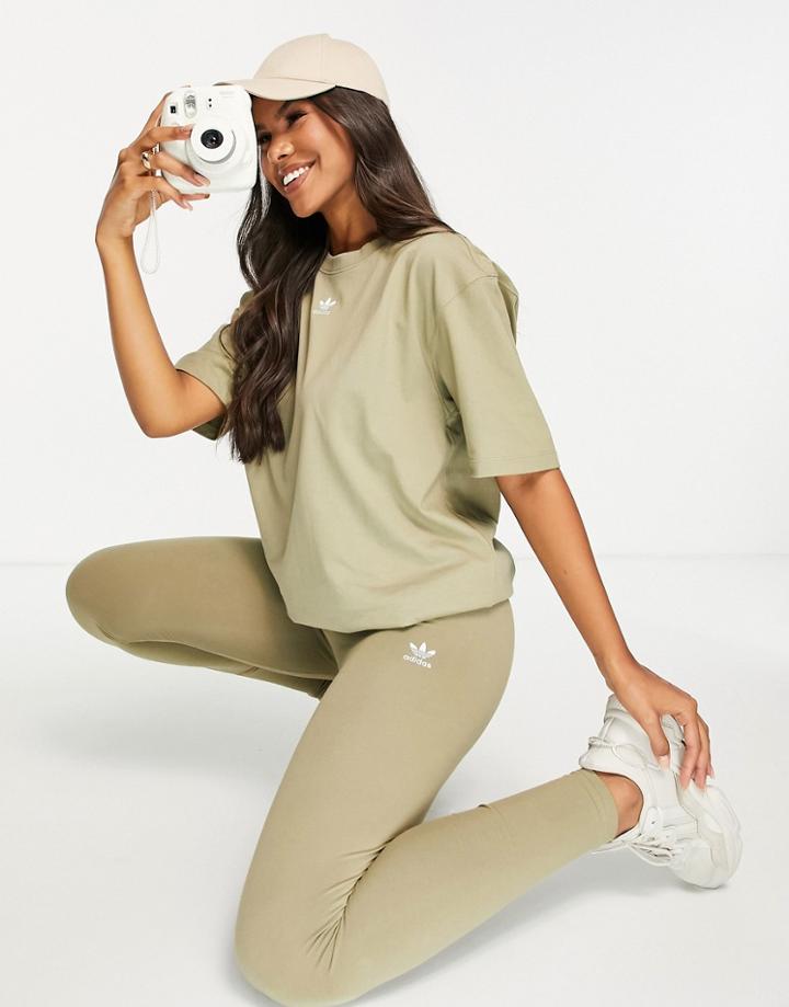Adidas Originals Essentials Leggings In Khaki-green