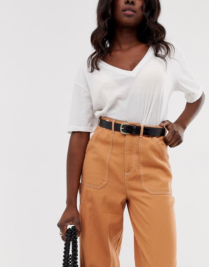 Asos Design Shiny Croc Jeans Belt - Black