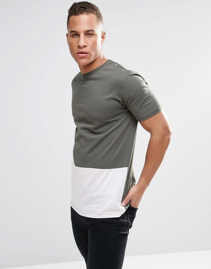 Kubban Diagonal Cut And Sew T-shirt - Green