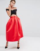 Closet Full Prom Midi Skirt In Sateen - Red