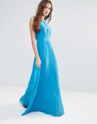 Lavand High Neck Maxi Dress In Blue - Blue