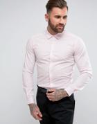 Asos Smart Stretch Slim Micro Stripe Shirt In Pink - Pink