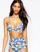 Asos Fuller Bust Mix And Match Tropic Floral Print Hidden Underwired Bikini Top Dd-g - Floral Tropic