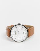 Limit Unisex Faux Leather Watch In Tan-brown