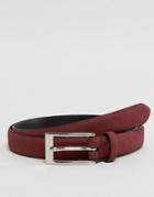 Ben Sherman Smart Skinny Belt In Burgundy Suede - Red