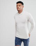 Asos Design Muscle Fit Long Sleeve Jersey Polo In Gray - Gray