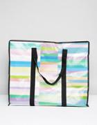 Asos Hero Oversized Printed Color Block Beach Bag With Contrast Taping - Multi