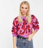 Asos Design Petite Sweater In Animal Pattern In Lilac-purple