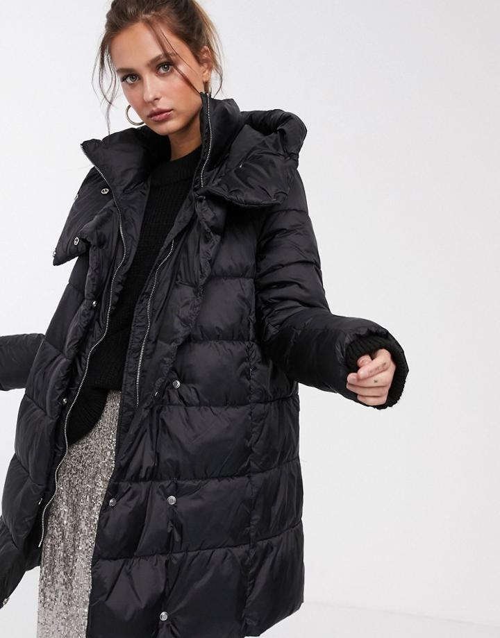 Stradivarius Padding Double-closure Jacket In Black