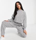 Asos Design Petite Supersoft High Neck Tracksuit / Sweatpants In Gray-grey