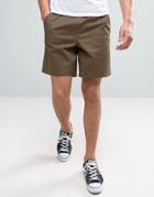 Asos Elasticated Waist Shorts In Khaki - Green