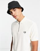 Fred Perry Terry Zip Collar Polo Shirt In White