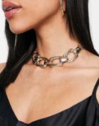 Asos Design Choker Necklace In Large Chain Design In Gold Tone