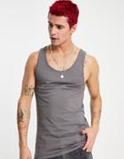 Asos Design Organic Muscle Fit Tank Top In Washed Black