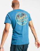 Vans Sketched Palms Back Print T-shirt In Blue-blues