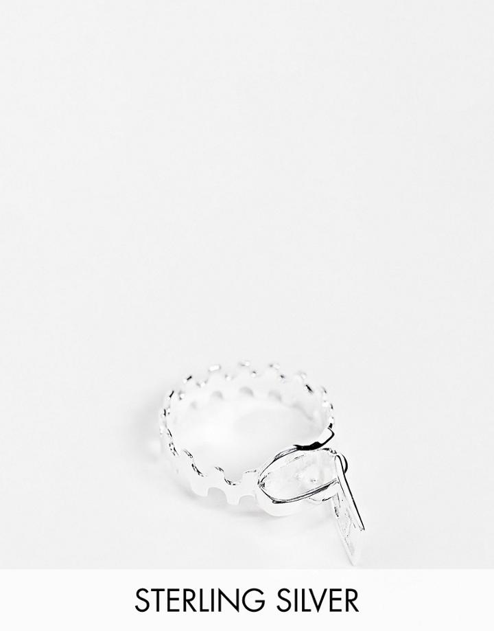 Asos Design Sterling Silver Ring With Zip Design In Silver