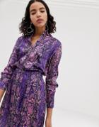 Na-kd Neon Snake Print Blouse In Purple - Purple