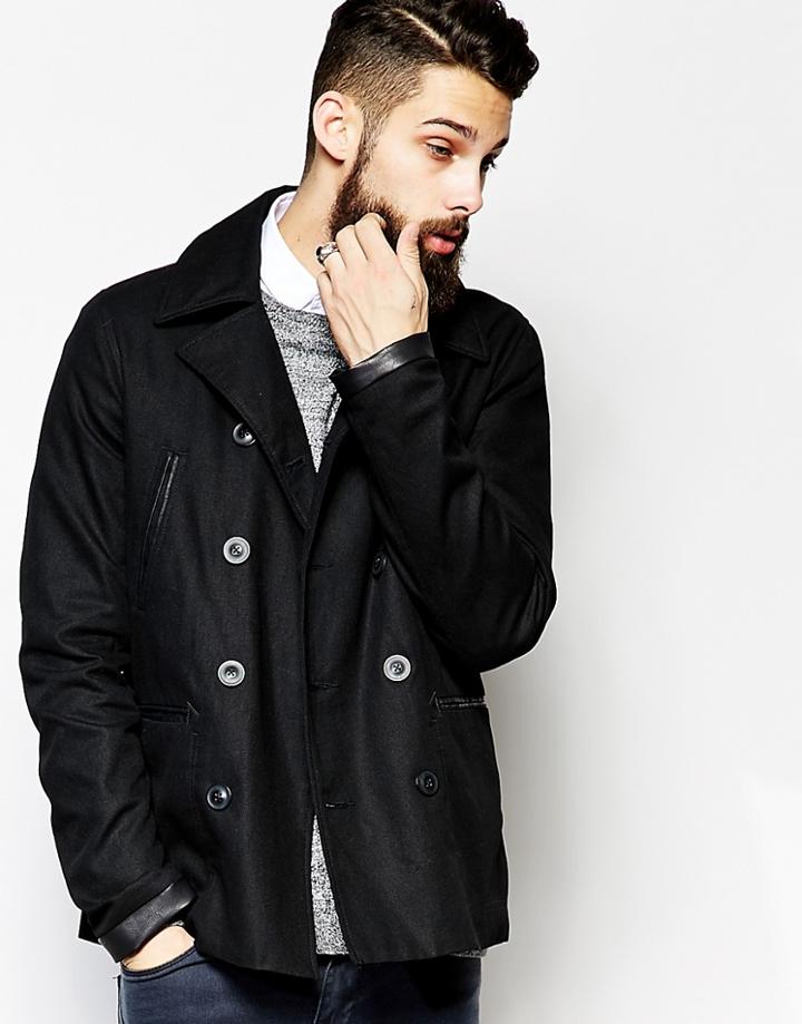 Asos Trench Coat With Military Detail - Black