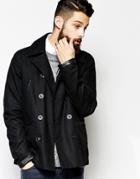 Asos Trench Coat With Military Detail - Black