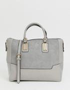 New Look Suedette Paneled Handbag - Gray