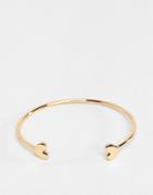 Asos Design Cuff Bracelet With Heart Detail In Gold