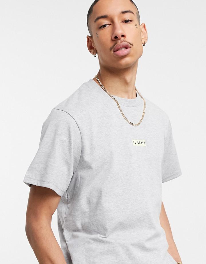 Il Sarto Minimal Font Oversized T-shirt In Gray Heather-grey