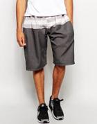 The Ragged Priest Shorts With Check Cut & Sew - Gray
