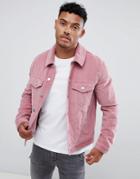 Asos Design Cord Jacket In Pink - Pink