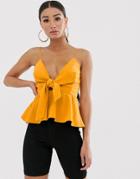 Koco & K Knot Front Cami Swing Top In Yellow