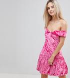 Vero Moda Petite Velvet Bardot Mini Dress - Pink