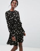 Y.a.s Floral Print Mini Dress - Black