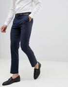 River Island Skinny Fit Wedding Suit Pants In Navy Check - Navy