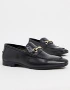 Silver Street Metal Trim Loafers In Black Leather