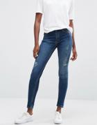 Minimum Jagger Skinny Rip Knee Jeans - Blue
